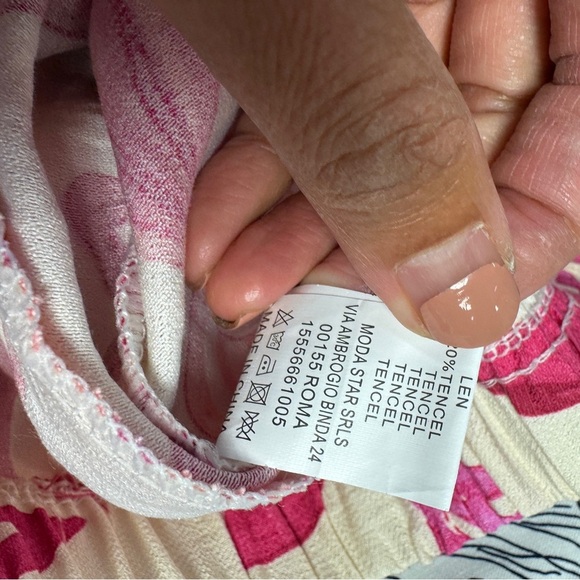 Pink Floral Cotton Linen Blend Resort Wear Boho  Pants Lightweight Size M/L - Picture 12 of 15